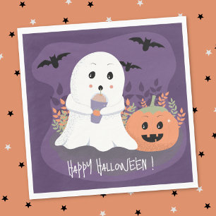 Niedlicher Geist mit kalten Pumpkin Gewürz Latte N Serviette