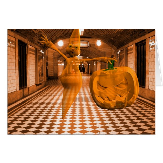 Niedlicher Geist mit Pumpkin (Vorderseite (Horizontal))
