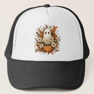 Niedlicher Geist mit Pumpkin & Fall Blume - Hallow Truckerkappe