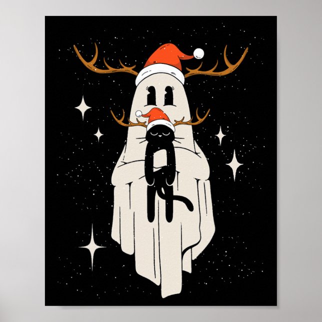 Niedlicher Geist mit Weihnachtsmannmütze mit schwa Poster (Vorne)