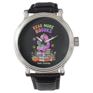 Niedlicher Geist "Read More Booooks" Witziges Hall Armbanduhr