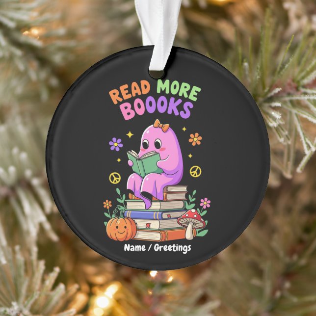 Niedlicher Geist "Read More Booooks" Witziges Hall Ornament (Baum)