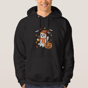Niedlicher Geist trinkt eisgekühlten Kaffee Hallow Hoodie