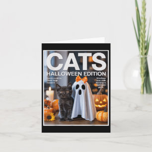 Niedlicher Geist und Schwarze Katze Funny Hallowee Karte