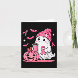 Niedlicher Geistertrinkkaffee Halloween Brustkrebs Karte