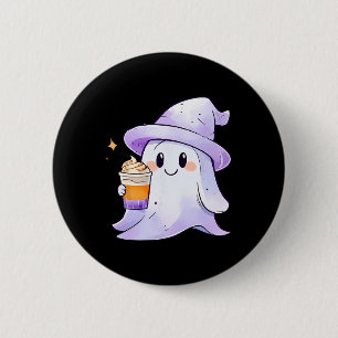 Niedlicher Geistertrinkkaffee Halloween-Kaffee Button