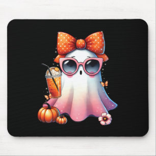 Niedlicher Geistertrinkkaffee mit Halloween-Kuh Mousepad