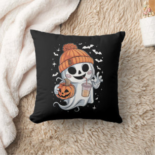 Niedlicher Geistertrinkkaffee zu Halloween-Eiskaff Kissen