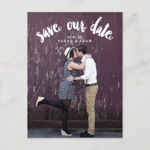 Niedlicher gekrümmter Text   Foto Save the Date Po Ankündigungspostkarte