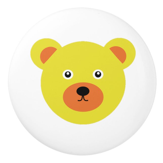 Niedlicher Gelbbbär Keramikknauf (Vorderseite)