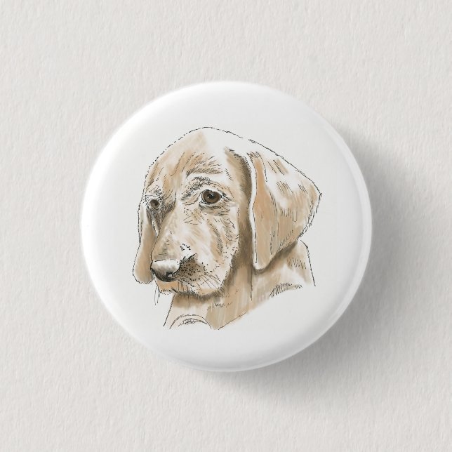 Niedlicher Gelbe Labrador Welpe Liebe Button (Vorderseite)