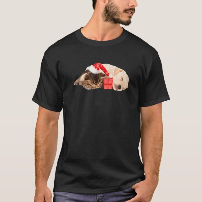 Niedlicher Gelbe Labrador Welppy Kitten Weihnachts T-Shirt (Vorderseite)