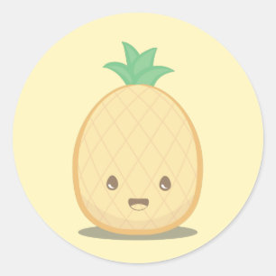 Niedlicher gelber Ananas-Aufkleber Runder Aufkleber