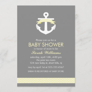 Niedlicher gelber Anker-Seethema-Baby-Dusche Einladung
