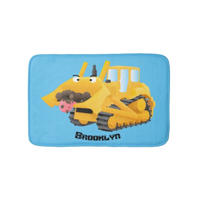 Niedlicher gelber Bulldozer-Comiczeichner Badematte (Vorderseite)