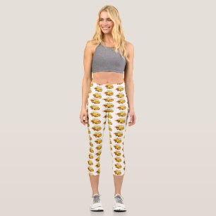 Niedlicher gelber Bulldozer-Comiczeichner Capri Leggings