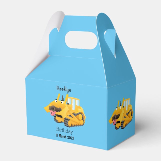 Niedlicher gelber Bulldozer-Comiczeichner Geschenkschachtel (Vorderseite)