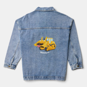 Niedlicher gelber Bulldozer-Comiczeichner Jeansjacke