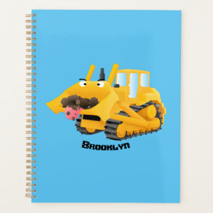 Niedlicher gelber Bulldozer-Comiczeichner Planer