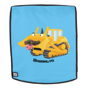 Niedlicher gelber Bulldozer-Comiczeichner Rucksack