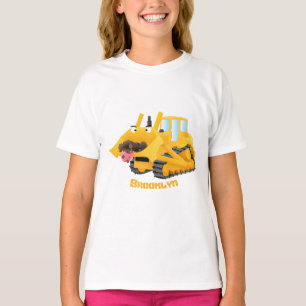 Niedlicher gelber Bulldozer-Comiczeichner T-Shirt