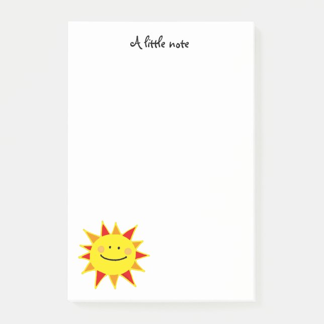 niedlicher gelber glücklicher Sonne-Cartoon Post-it Klebezettel (Vorderseite)