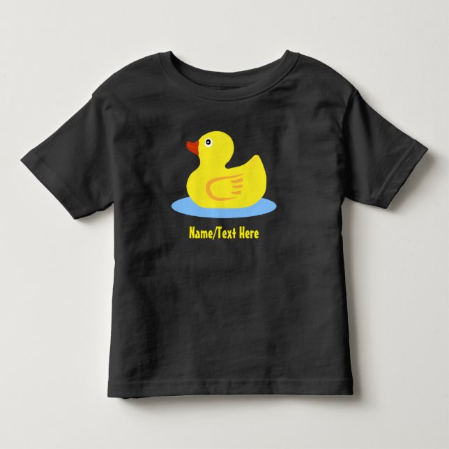 Niedlicher gelber Gummienten-Name fertigen Kleinkind T-shirt (Vorderseite)
