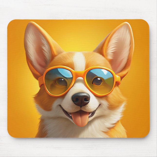 Niedlicher gelber Hund mit 🕶️ Mousepad (Vorne)