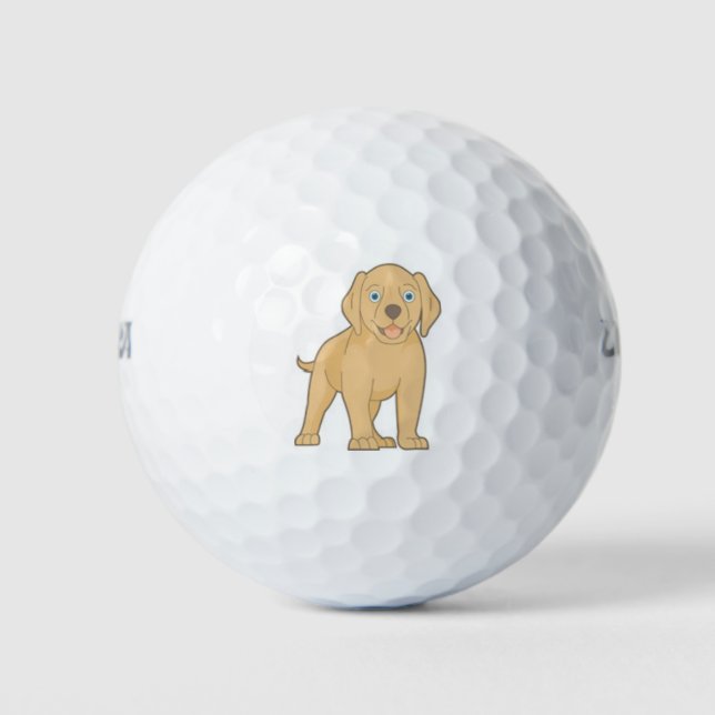 niedlicher gelber Labradgolf Golfball (Vorderseite)