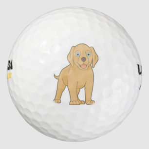 niedlicher gelber Labradgolf Golfball