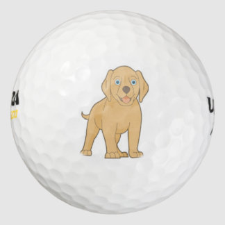 niedlicher gelber Labradgolf Golfball