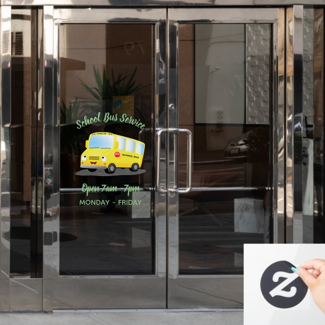 Niedlicher Gelber Schulbus-Cartoon Fensteraufkleber (Büro Tür)