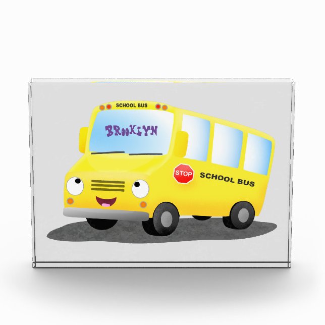 Niedlicher Gelber Schulbus-Cartoon Fotoblock (Vorderseite)