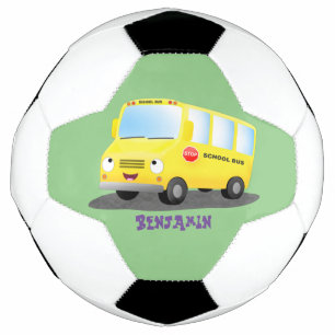 Niedlicher Gelber Schulbus-Cartoon Fußball