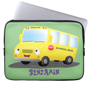 Niedlicher Gelber Schulbus-Cartoon Laptopschutzhülle