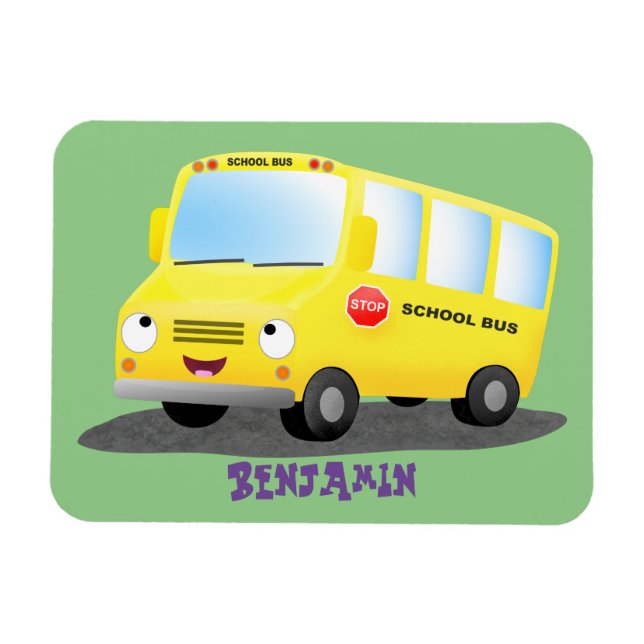 Niedlicher Gelber Schulbus-Cartoon Magnet (Horizontal)