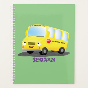Niedlicher Gelber Schulbus-Cartoon Planer