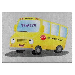 Niedlicher Gelber Schulbus-Cartoon Schneidebrett