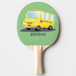Niedlicher Gelber Schulbus-Cartoon Tischtennis Schläger