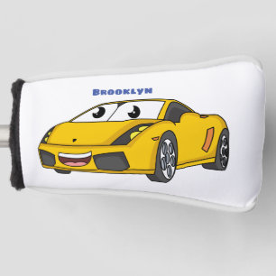Niedlicher Gelber Sportwagen Cartoon Golf Headcover