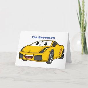 Niedlicher Gelber Sportwagen Cartoon Karte