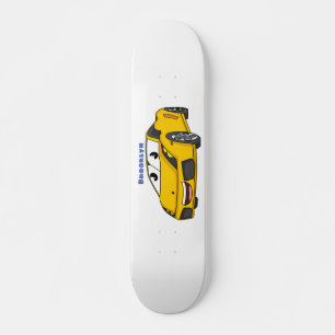 Niedlicher Gelber Sportwagen Cartoon Skateboard