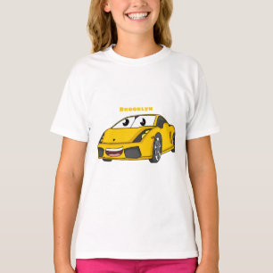 Niedlicher Gelber Sportwagen Cartoon T-Shirt