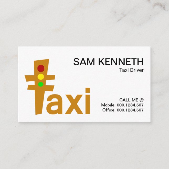 Niedlicher Gelber Taxifahrer Visitenkarte (Vorderseite)