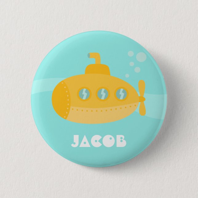 Niedlicher gelber Unterwasserschiff Button (Vorderseite)