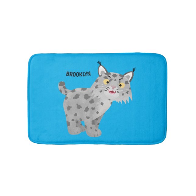 Niedlicher gemeiner Bobcat-Luchs-Cartoon Badematte (Vorderseite)