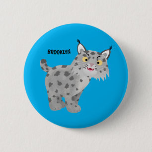 Niedlicher gemeiner Bobcat-Luchs-Cartoon Button