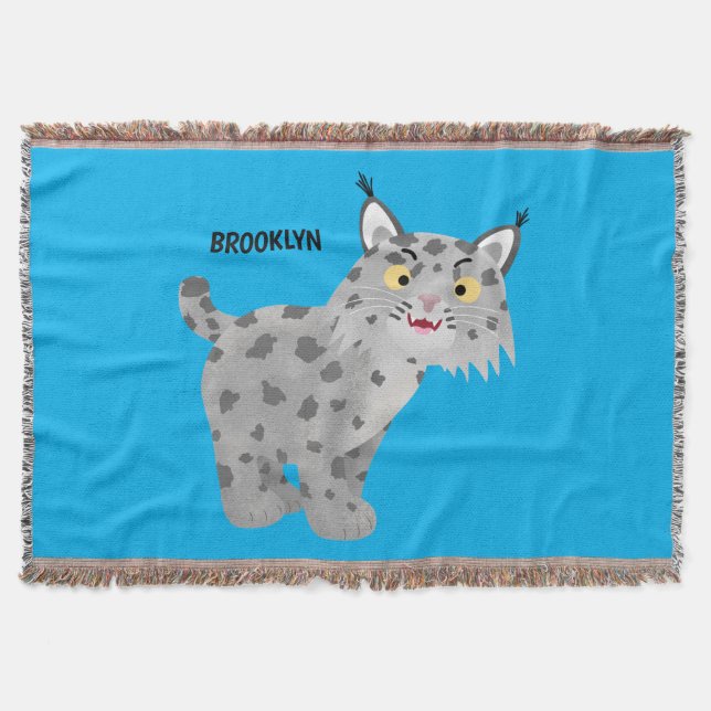 Niedlicher gemeiner Bobcat-Luchs-Cartoon Decke (Vorderseite)
