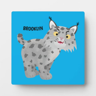 Niedlicher gemeiner Bobcat-Luchs-Cartoon Fotoplatte