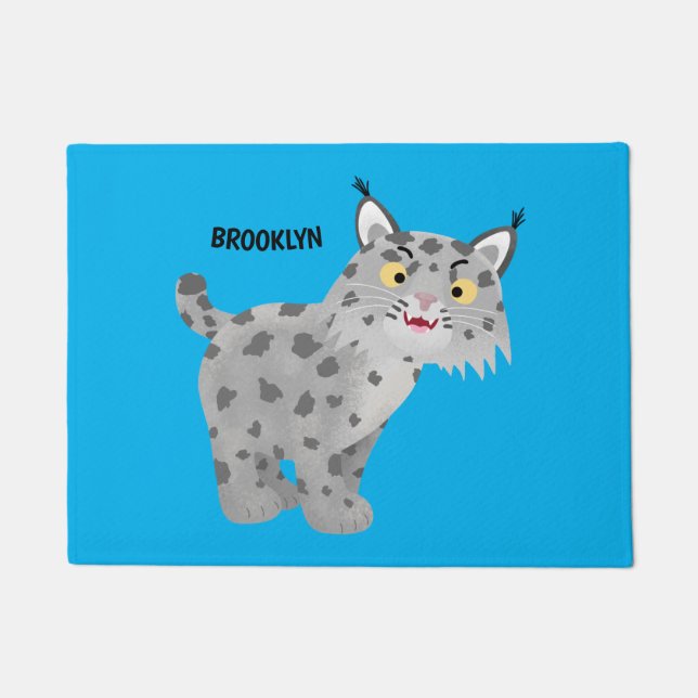 Niedlicher gemeiner Bobcat-Luchs-Cartoon Fußmatte (Vorderseite)